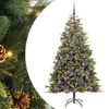 vidaXL Изкуствена коледна елха с хингед и шишарки 300 LED светодиода