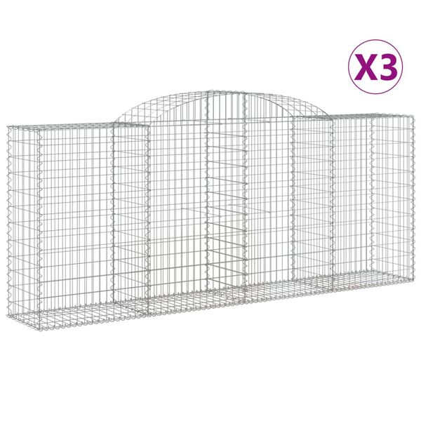 vidaXL Габионни кошници арка 3 бр 300x50x120/140см поцинковано желязо