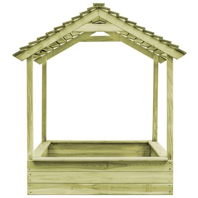 vidaXL Градинска къща за игра с пясъчник, 128x120x145 см, бор