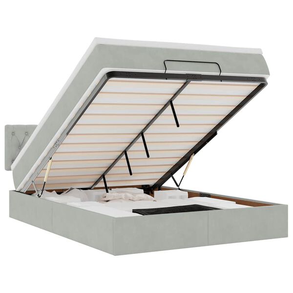 vidaXL Османско легло с матрак Светло сиво 140x190 cm Кадифе