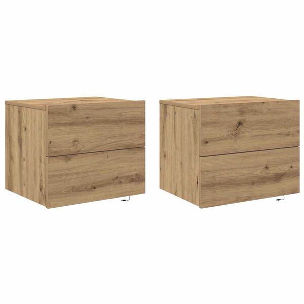 vidaXL Нощен шкаф с чекмедже 2 pcs Дъб 50 x 39 x 41 cm Инженерно дърво
