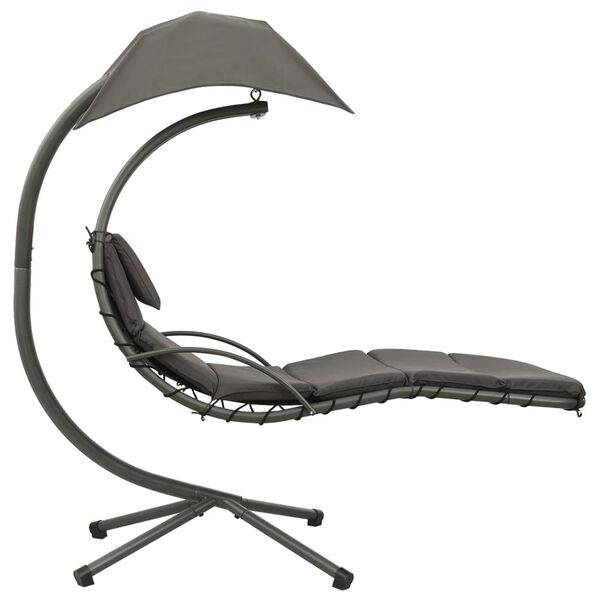 vidaXL Градински люлеещ се стол, сив, 190x90x200 см, текстил