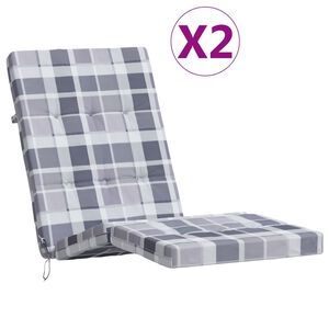 vidaXL Възглавници за столове шезлонги 2 бр сиво каре Оксфорд плат