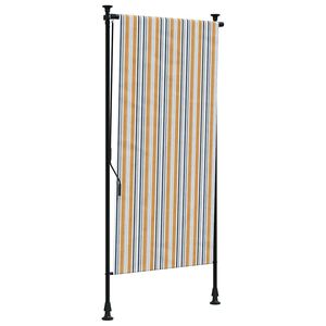 vidaXL Външна ролетна щора, жълто и бяло, 100x270 см, плат и стомана