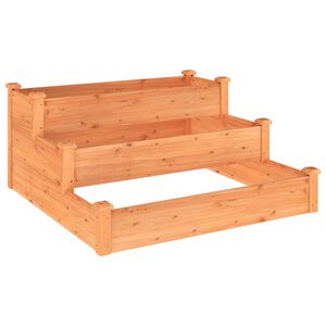 vidaXL Градинско повдигнато легло, кафяво, 120x120x56 см, масивна ела
