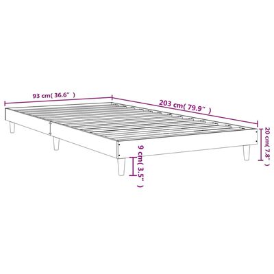 vidaXL Рамка за легло, сив сонома, 90x200 см, инженерно дърво