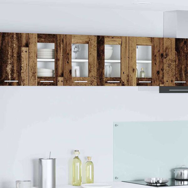 vidaXL Висящ шкаф 2 pcs Старо дърво 60 x 31 x 40 см Инженерно дърво