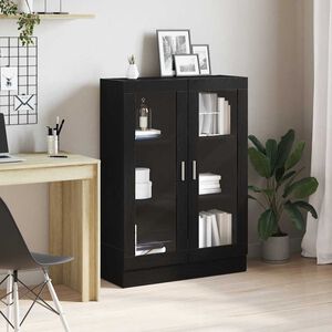 vidaXL Библиотека, черно и дъб, 82,5x30,5x115 см, инженерно дърво
