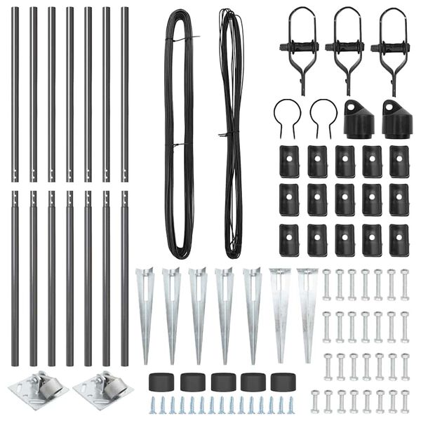 vidaXL Стълб за ограда. 7 pcs Сив Стомана