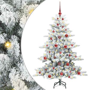 vidaXL Изкуствено коледно дърво с хингед Бяло 150 cm PVC и стомана