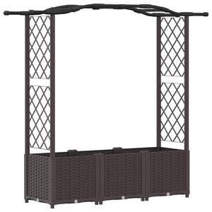 vidaXL Повдигнато легло с решетка и покривка Кафяво 164 x 40 x 138 см