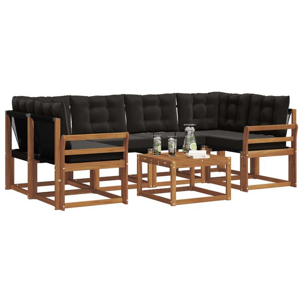 vidaXL Комплект дивани за открито 7 pcs Естествено и черно