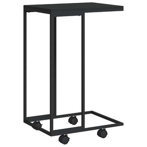 vidaXL Помощна маса с колелца черна 40x30x63,5 см инженерно дърво