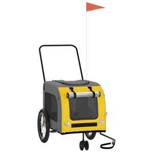 vidaXL Ремарке за колело за любимци жълт и сив Оксфорд плат и желязо