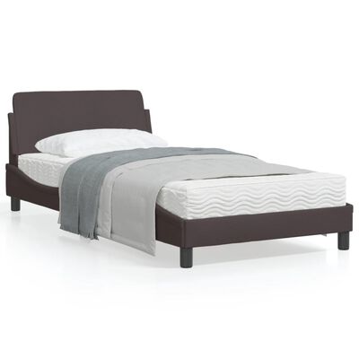 vidaXL Рамка за легло с табла, тъмнокафява, 100x200 см, плат