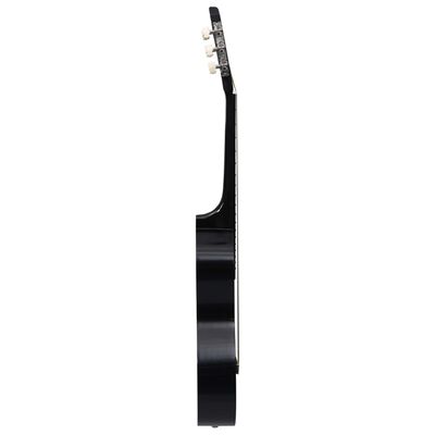vidaXL Класическа китара за начинаещи, черна, 4/4, 39", липово дърво
