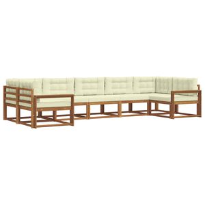 vidaXL Комплект дивани за открито 7 pcs Натурален и Крема