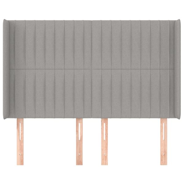 vidaXL Горна табла за легло с уши, светлосива, 147x16x118/128 см, плат