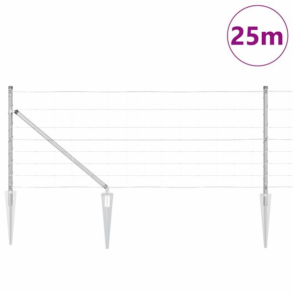 vidaXL Стълб за ограда. Галванизирана 25 x 0,8 m Стомана