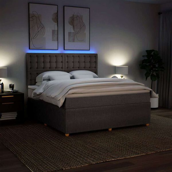 vidaXL Боксспринг легло с матрак, таупе, 180x200 см, плат