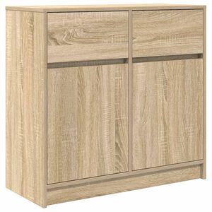 vidaXL Бюфет с чекмеджета, дъб сонома, 80x34x76 см, инженерно дърво