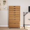 vidaXL Шкаф с чекмеджета на колелца MOSS, меденокафяв, бор масив