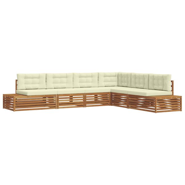 vidaXL Комплект дивани за открито 6 Брой Натурален и Крема