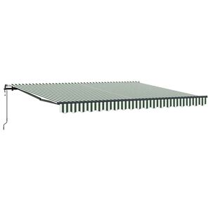 vidaXL Прибираща се тента Зелен и бял 400 &times; 300 cm Тъкан и алуминий