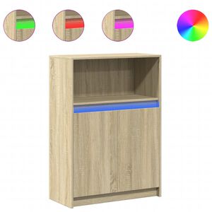 vidaXL Сайдборд с LED, дъб сонома, 72x34x100 см, инженерно дърво