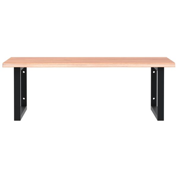 vidaXL Стенен рафт за мивка, стомана и масивно дърво дъб