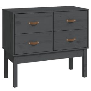 vidaXL Конзолна маса, сива, 90x40x78 см, борово дърво масив