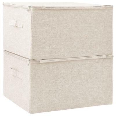 vidaXL Кутии за съхранение, 2 бр, текстил, 43x34x23 см, кремави