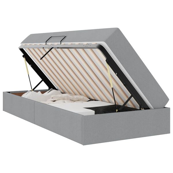 vidaXL Легло с място за съхранение и матрак Светлосиво 90 x 200 cm