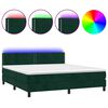 vidaXL Боксспринг легло с матрак и LED, тъмнозелено, 180x200см, кадифе