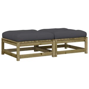 vidaXL Градински табуретки с възглавници, 2 бр, импрегниран бор