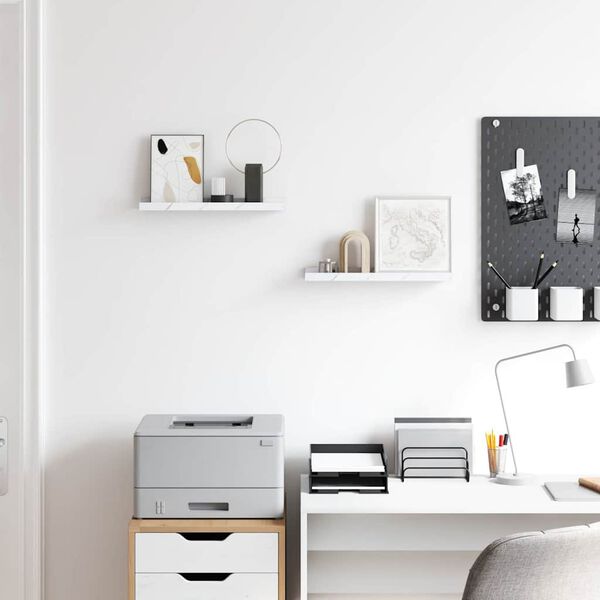 vidaXL Стенен рафт 2 pcs Бял мрамор 40 x 9 x 3 cm Инженерно дърво