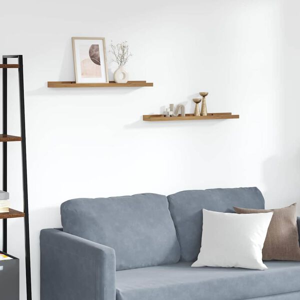 vidaXL Стенен рафт с рафт 2 pcs Кафяво 60 x 9 x 3 cm Инженерно дърво