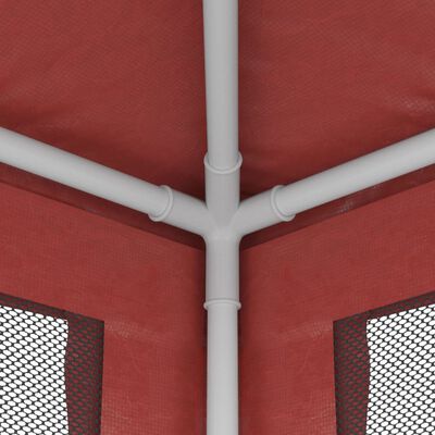 vidaXL Парти палатка с 4 мрежести странични стени червена 3x3 м HDPE