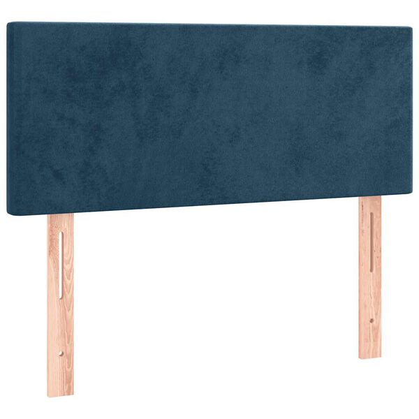 vidaXL LED горна табла за легло, тъмносиня, 100x5x78/88 см, кадифе