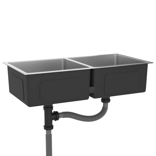 vidaXL Ръчно изработена кухненска мивка, неръждаема стомана