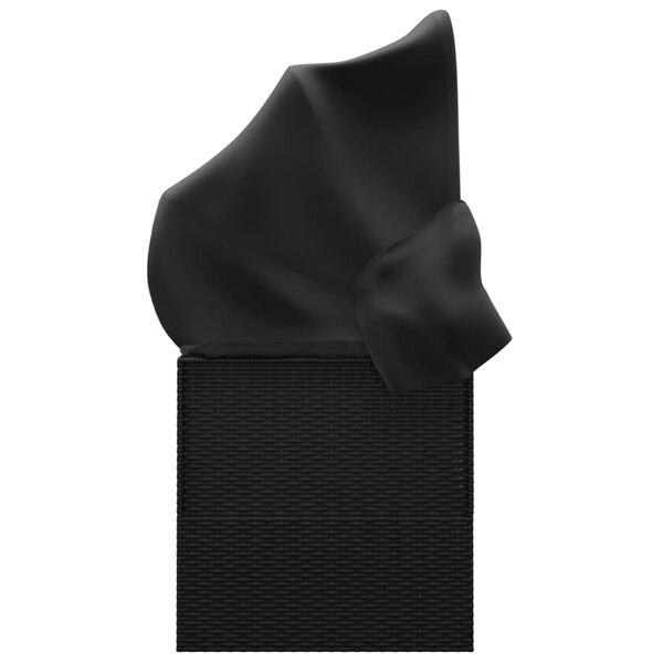 vidaXL Градинско лаундж легло с покрив и възглавници черен полиратан