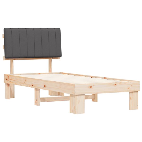vidaXL Леглова рамка с тапицирана гръбна част Тъмен сив 90 x 190 cm
