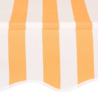 vidaXL Ръчно прибиращ се сенник, 400 см, оранжеви и бели ивици