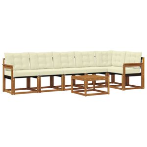 vidaXL Комплект дивани за открито 7 pcs Натурален и Крема