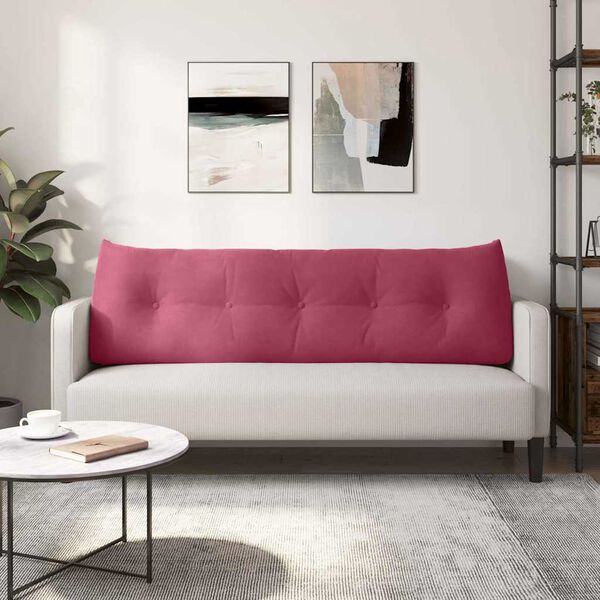 vidaXL Възглавница за гръб Виненочервен 160 x 24 x 50 см Кадифе