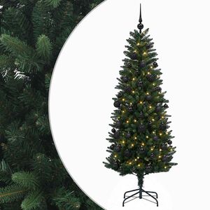 vidaXL Изкуствена коледна елха с топки 120 см 150 LED светодиода