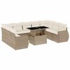 vidaXL Градински диван с възглавници, 10 части, бежов полиратан