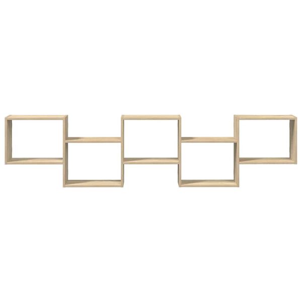 vidaXL Стенен кубичен рафт, 5 отделения, дъб сонома, инженерно дърво