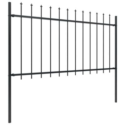 vidaXL Градинска ограда с пики, стомана, 15,3x1 м, черна