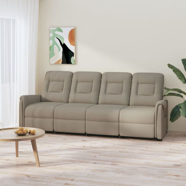 vidaXL 4-местен масажен реклайнер, светлосив, микрофибърна тъкан